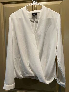 Mossimo Supply Co. White Draped Wrap Blouse